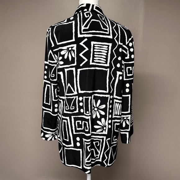 Vintage 90s Oversized Soft Michael Taylor Geometric Long Button Jacket Blazer S - Picture 5 of 11